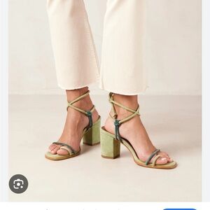 Green Strappy Block Heel Sandals